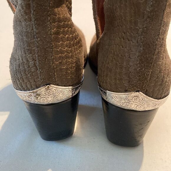 Jeffery Campbell Cromwell olive green Suede Ankle Boots silver tips size 9 - Picture 7 of 11